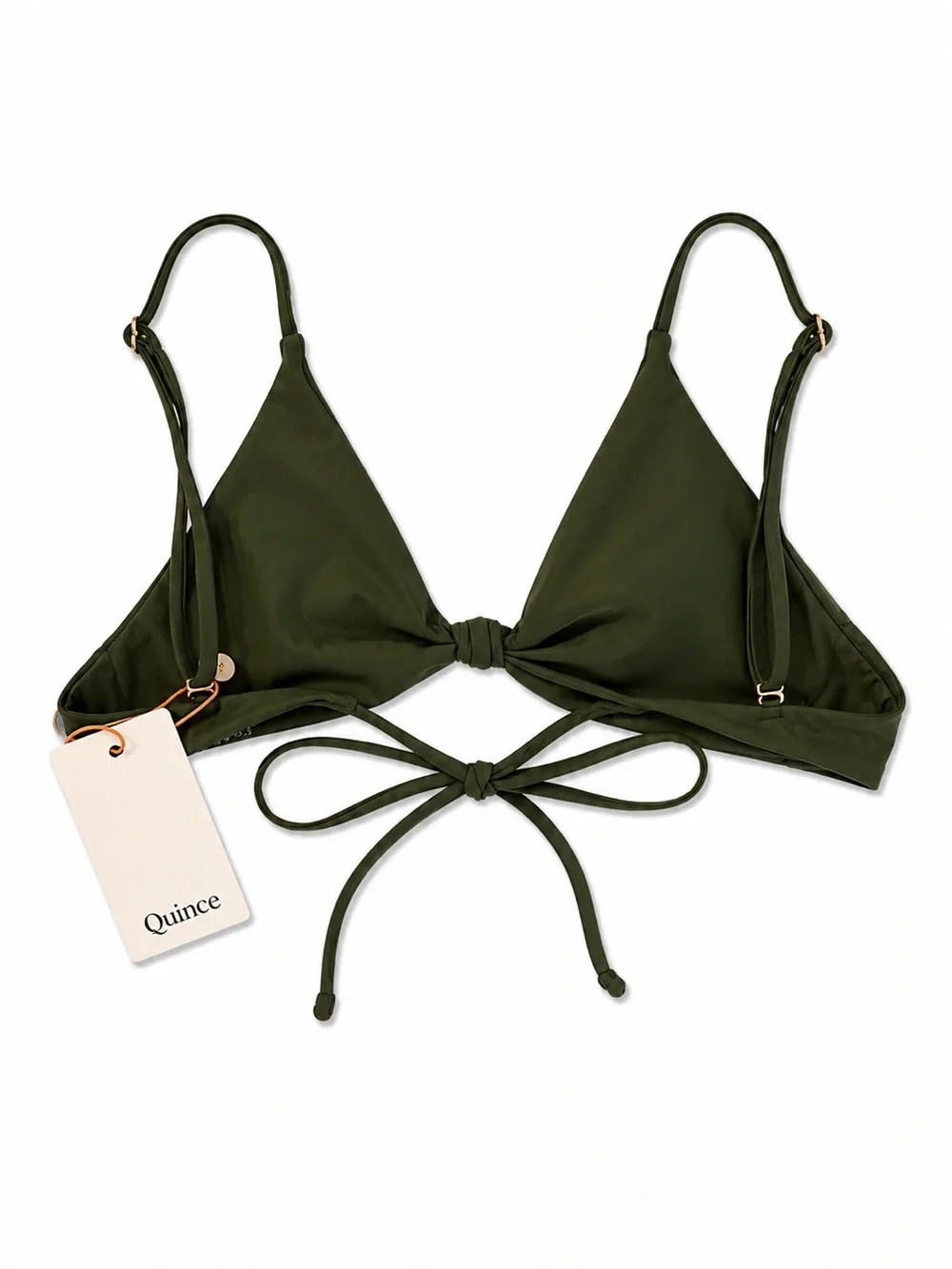 Quince Knotted Triangle Bikini Top Palm Green Size M NWT
